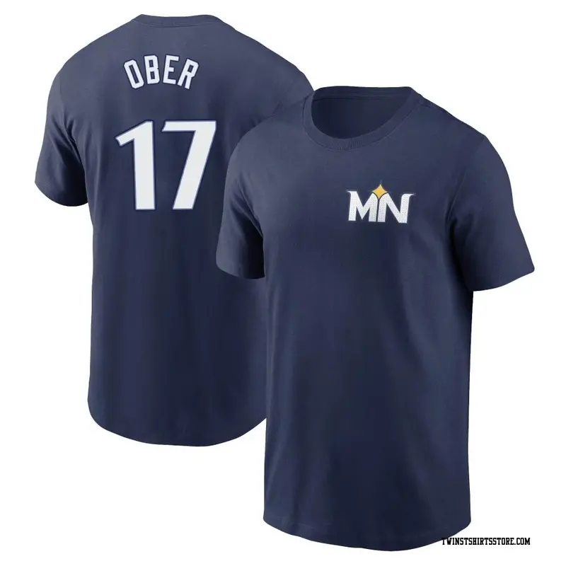Men's Minnesota Twins ＃17 Bailey Ober Navy 2024 City Connect Fuse Name & Number T-Shirt