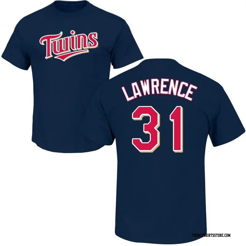 Men's Minnesota Twins ＃31 Justin Lawrence Navy Roster Name & Number T-Shirt