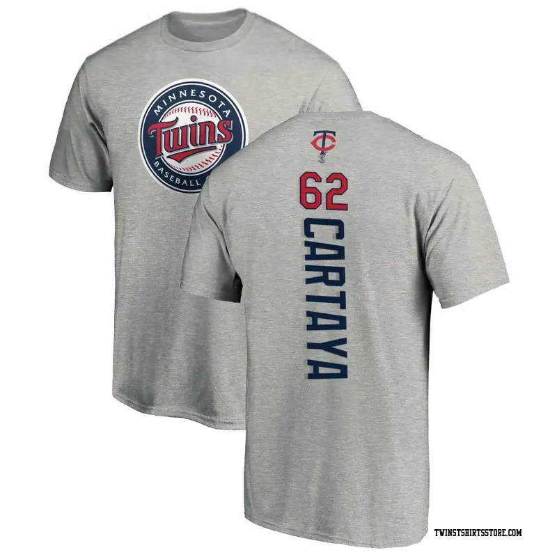 Men's Minnesota Twins ＃62 Diego Cartaya Ash Backer T-Shirt