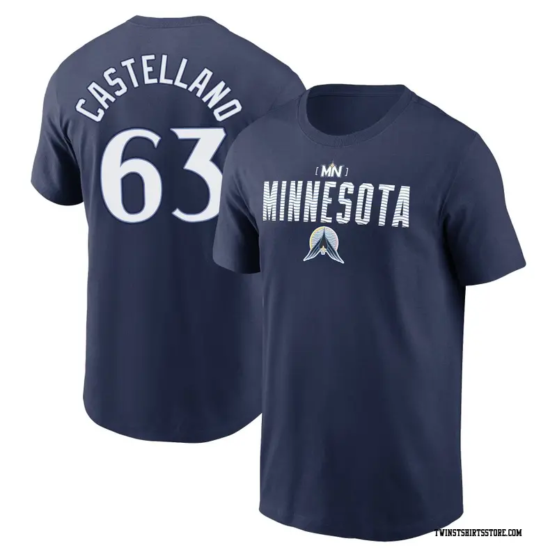 Men's Minnesota Twins ＃63 Eiberson Castellano Navy 2024 City Connect Graphic Name & Number T-Shirt