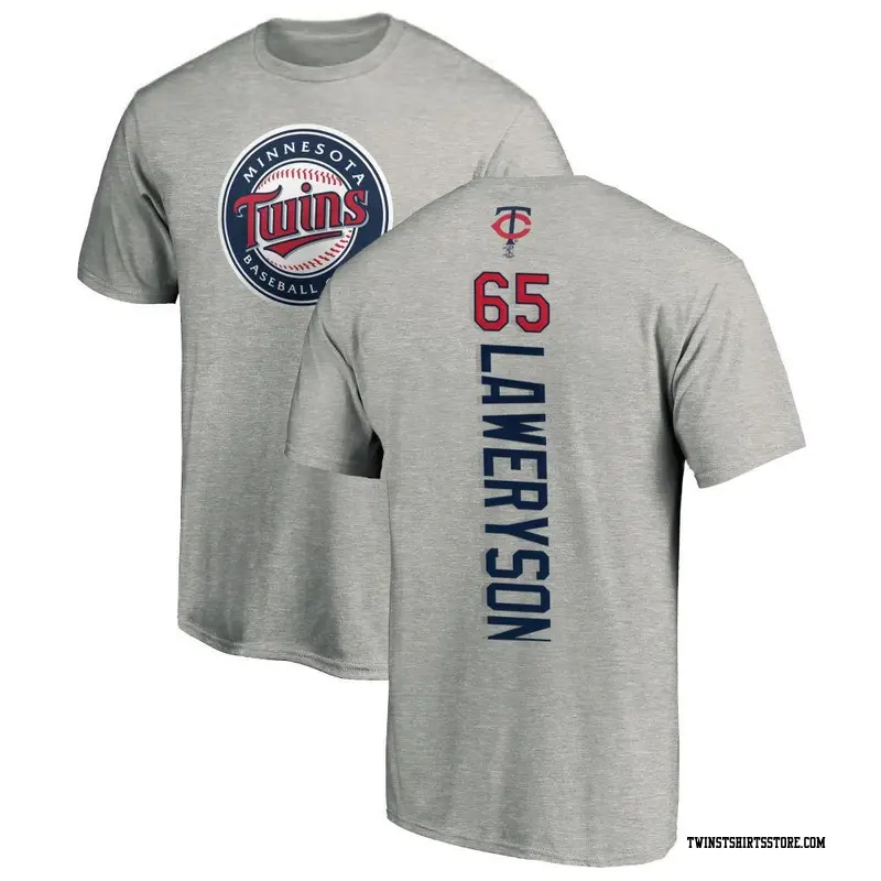 Men's Minnesota Twins ＃65 Cody Laweryson Ash Backer T-Shirt