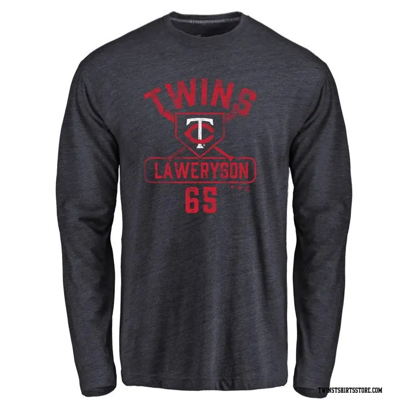 Men's Minnesota Twins ＃65 Cody Laweryson Navy Base Runner Long Sleeve T-Shirt