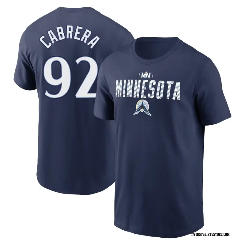 Men's Minnesota Twins ＃92 Genesis Cabrera Navy 2024 City Connect Graphic Name & Number T-Shirt