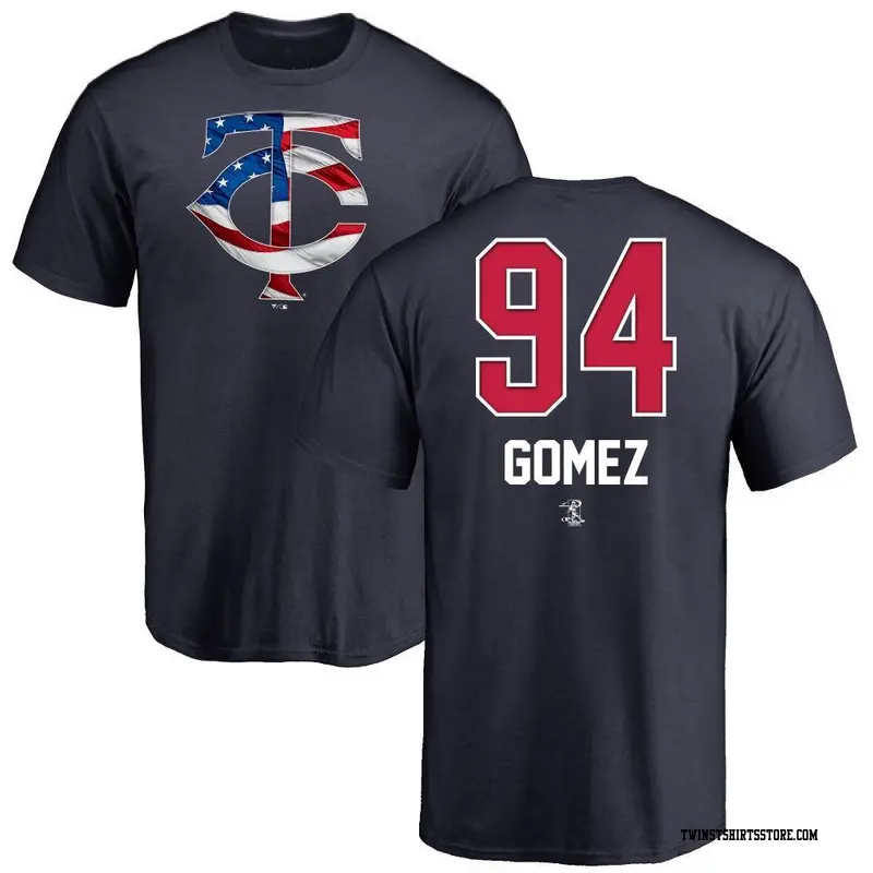 Men's Minnesota Twins ＃94 Yoendrys Gomez Navy Name and Number Banner Wave T-Shirt
