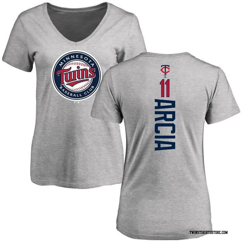 Women's Minnesota Twins ＃11 Orlando Arcia Ash Backer Slim Fit T-Shirt