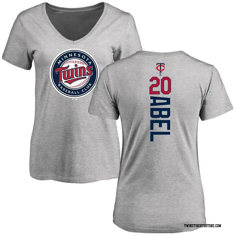 Women's Minnesota Twins ＃20 Mick Abel Ash Backer Slim Fit T-Shirt