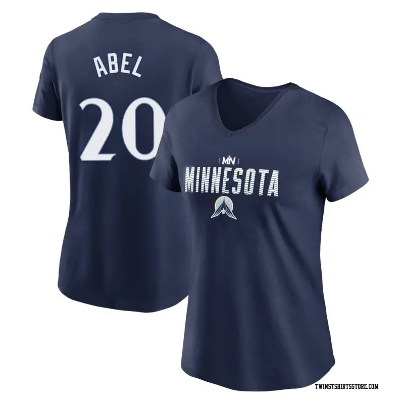 Women's Minnesota Twins ＃20 Mick Abel Navy 2024 City Connect Graphic Name & Number V-Neck T-Shirt