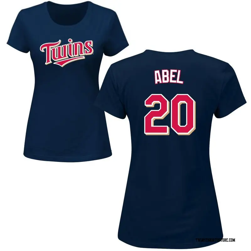 Women's Minnesota Twins ＃20 Mick Abel Navy Roster Name & Number T-Shirt