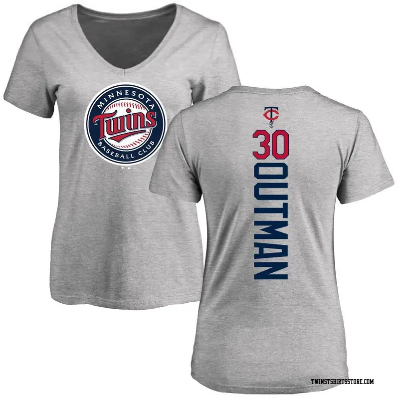 Women's Minnesota Twins ＃30 James Outman Ash Backer Slim Fit T-Shirt
