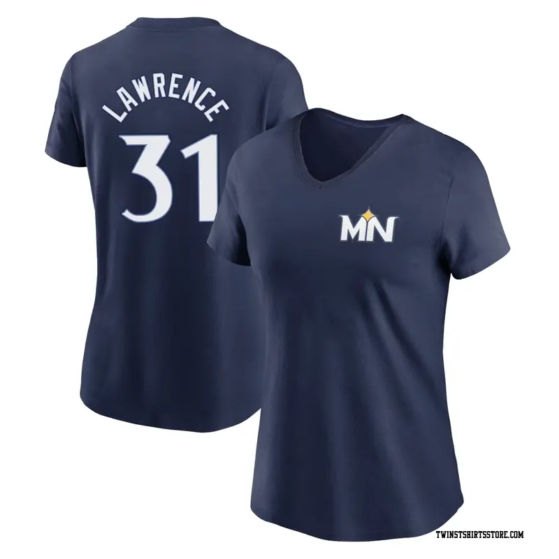 Women's Minnesota Twins ＃31 Justin Lawrence Navy 2024 City Connect Fuse Name & Number V-Neck T-Shirt