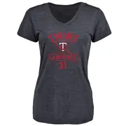 Women's Minnesota Twins ＃31 Justin Lawrence Navy Base Runner T-Shirt
