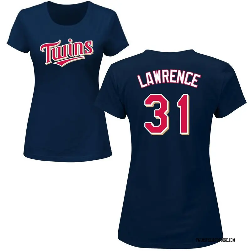 Women's Minnesota Twins ＃31 Justin Lawrence Navy Roster Name & Number T-Shirt