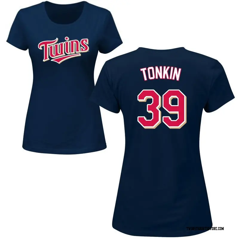 Women's Minnesota Twins ＃39 Michael Tonkin Navy Roster Name & Number T-Shirt