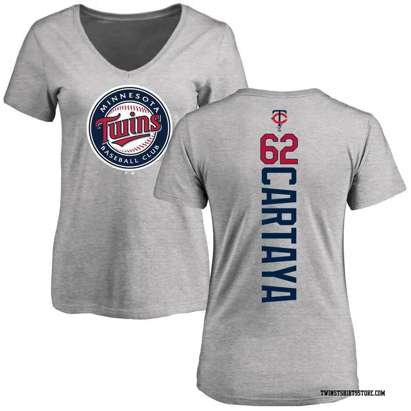 Women's Minnesota Twins ＃62 Diego Cartaya Ash Backer Slim Fit T-Shirt