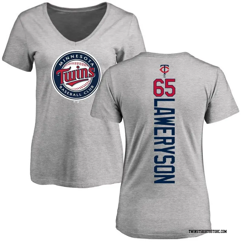 Women's Minnesota Twins ＃65 Cody Laweryson Ash Backer Slim Fit T-Shirt