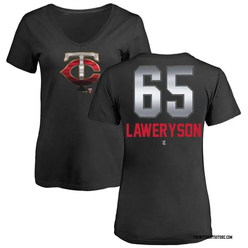 Women's Minnesota Twins ＃65 Cody Laweryson Black Midnight Mascot V-Neck T-Shirt