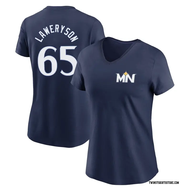 Women's Minnesota Twins ＃65 Cody Laweryson Navy 2024 City Connect Fuse Name & Number V-Neck T-Shirt