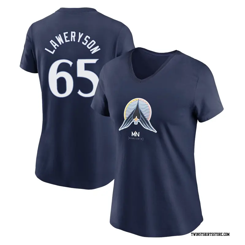 Women's Minnesota Twins ＃65 Cody Laweryson Navy 2024 City Connect Name & Number V-Neck T-Shirt