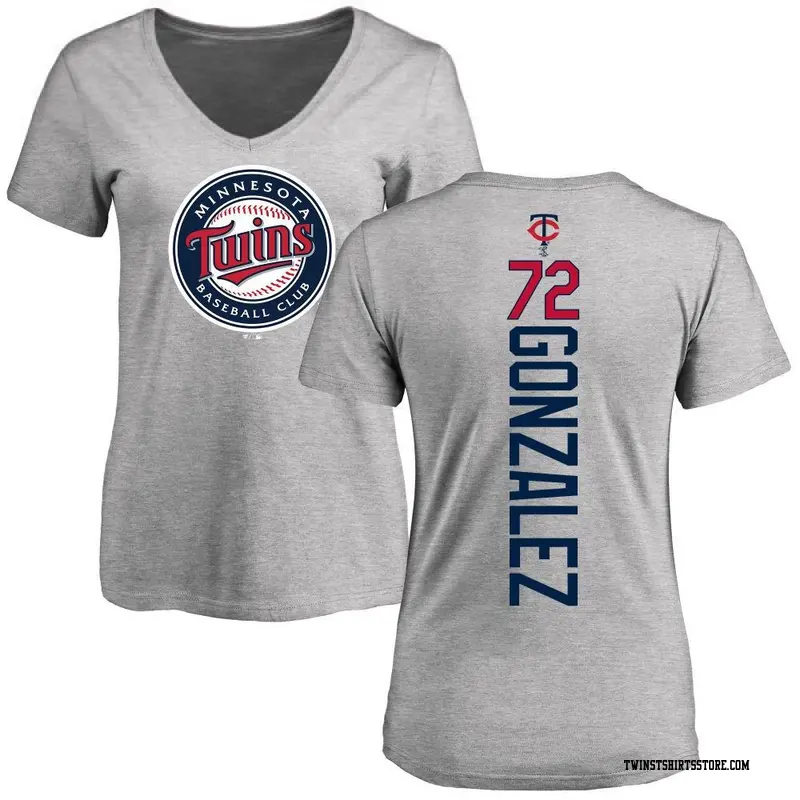 Women's Minnesota Twins ＃72 Gabriel Gonzalez Ash Backer Slim Fit T-Shirt