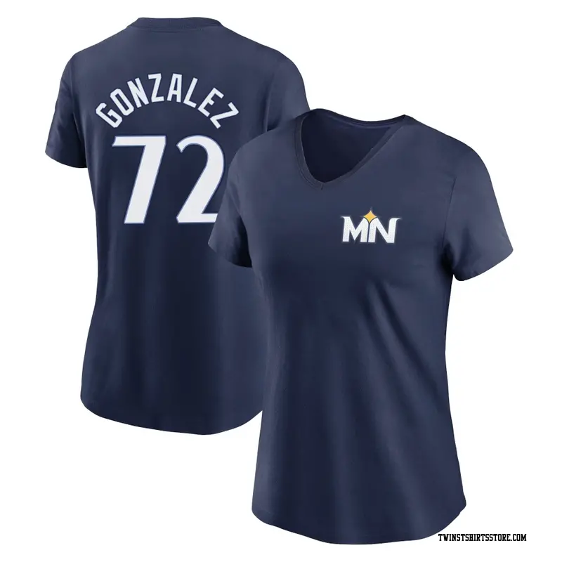 Women's Minnesota Twins ＃72 Gabriel Gonzalez Navy 2024 City Connect Fuse Name & Number V-Neck T-Shirt
