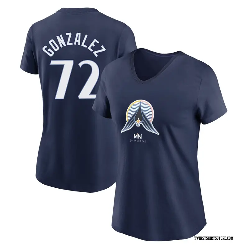 Women's Minnesota Twins ＃72 Gabriel Gonzalez Navy 2024 City Connect Name & Number V-Neck T-Shirt