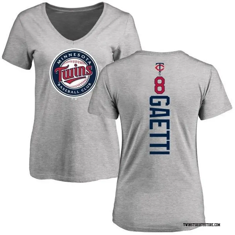 Women's Minnesota Twins ＃8 Gary Gaetti Ash Backer Slim Fit T-Shirt
