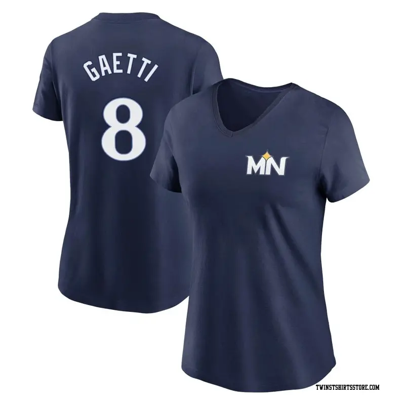 Women's Minnesota Twins ＃8 Gary Gaetti Navy 2024 City Connect Fuse Name & Number V-Neck T-Shirt
