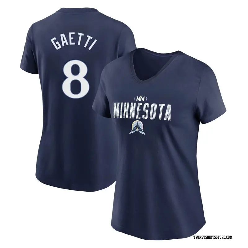 Women's Minnesota Twins ＃8 Gary Gaetti Navy 2024 City Connect Graphic Name & Number V-Neck T-Shirt