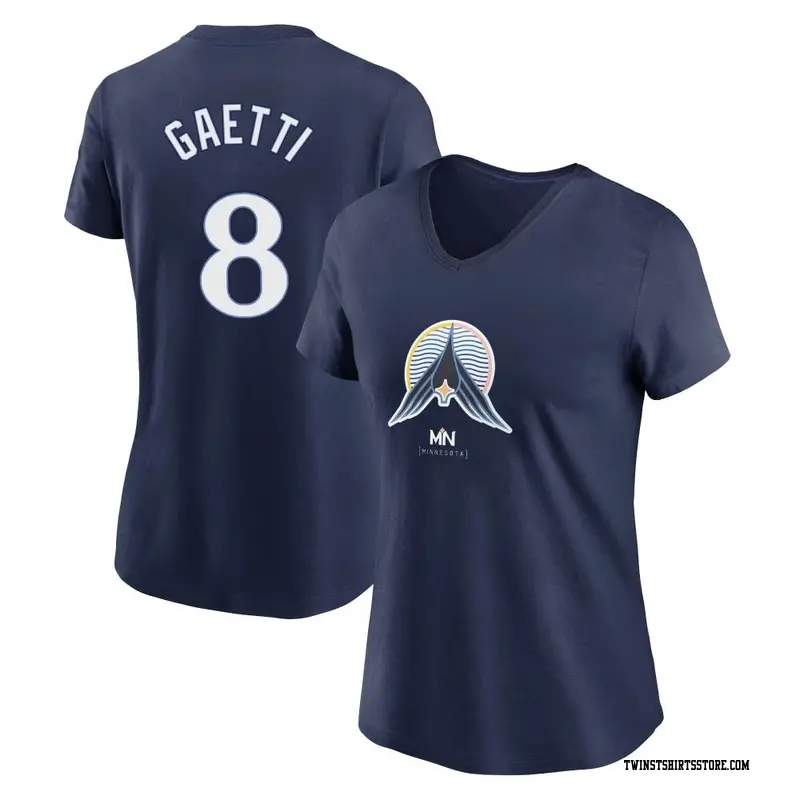 Women's Minnesota Twins ＃8 Gary Gaetti Navy 2024 City Connect Name & Number V-Neck T-Shirt