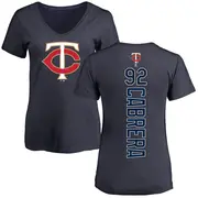 Women's Minnesota Twins ＃92 Genesis Cabrera Navy Backer Slim Fit T-Shirt