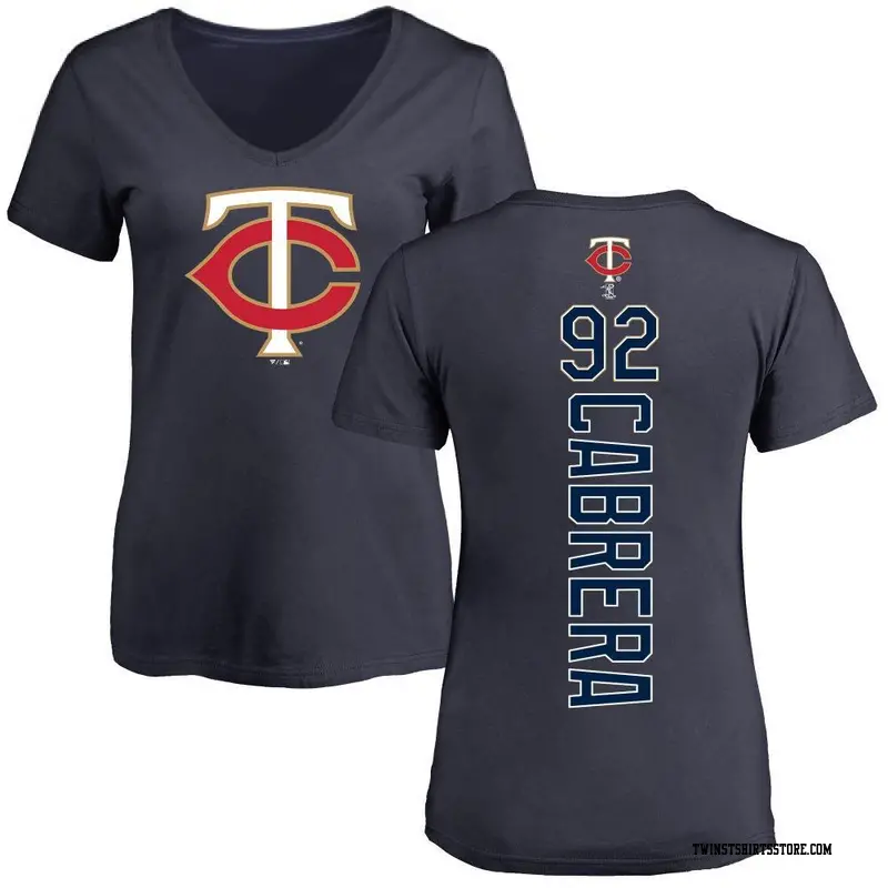 Women's Minnesota Twins ＃92 Genesis Cabrera Navy Backer Slim Fit T-Shirt