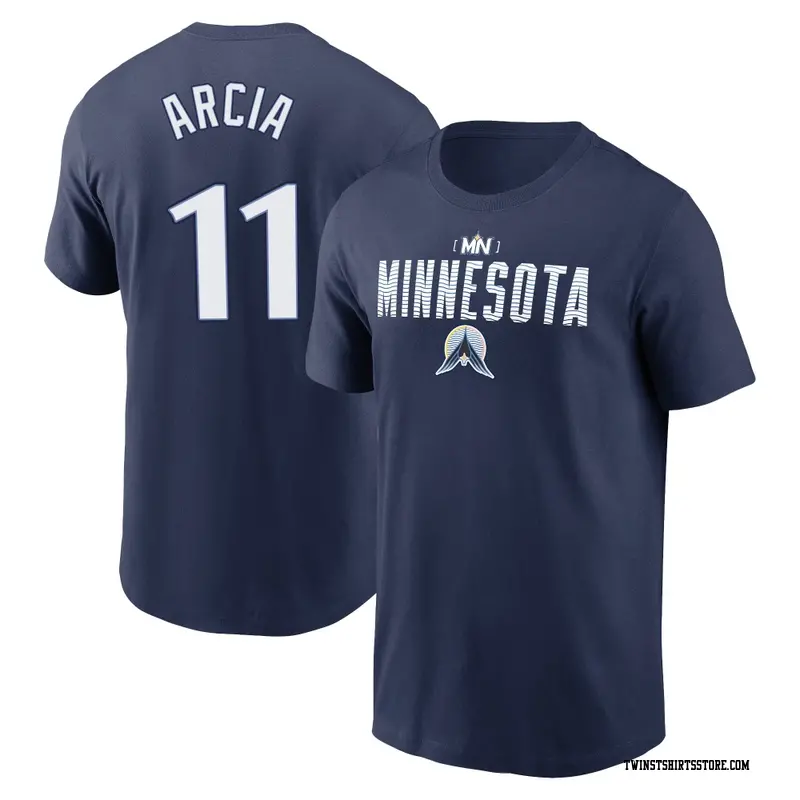 Youth Minnesota Twins ＃11 Orlando Arcia Navy 2024 City Connect Graphic Name & Number T-Shirt