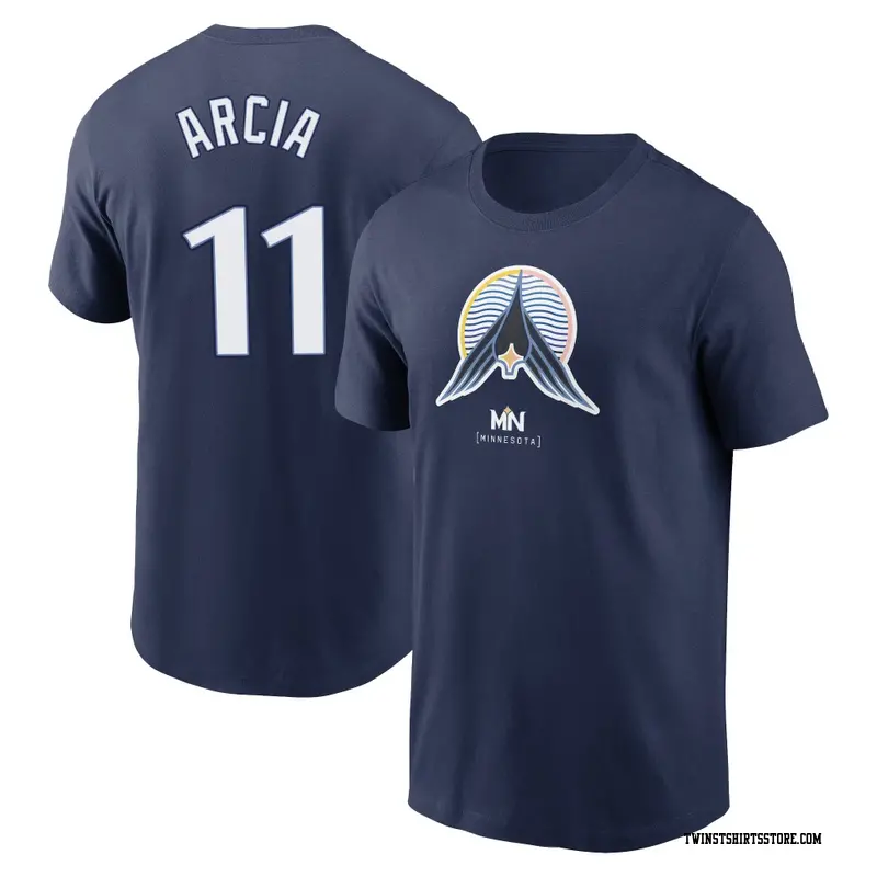 Youth Minnesota Twins ＃11 Orlando Arcia Navy 2024 City Connect Name & Number T-Shirt