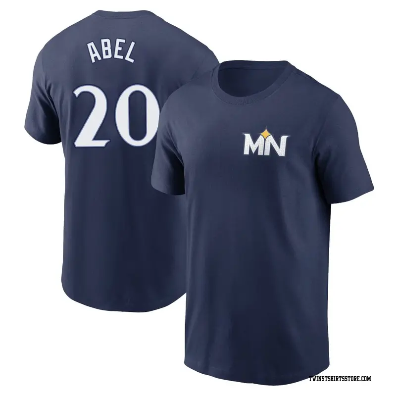 Youth Minnesota Twins ＃20 Mick Abel Navy 2024 City Connect Fuse Name & Number T-Shirt