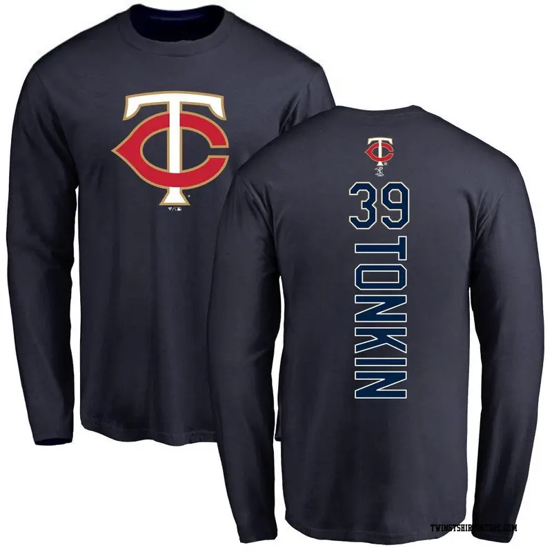 Youth Minnesota Twins ＃39 Michael Tonkin Navy Backer Long Sleeve T-Shirt