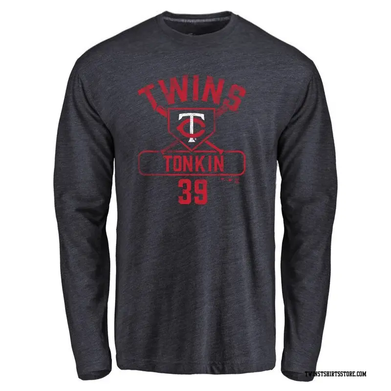 Youth Minnesota Twins ＃39 Michael Tonkin Navy Base Runner Long Sleeve T-Shirt