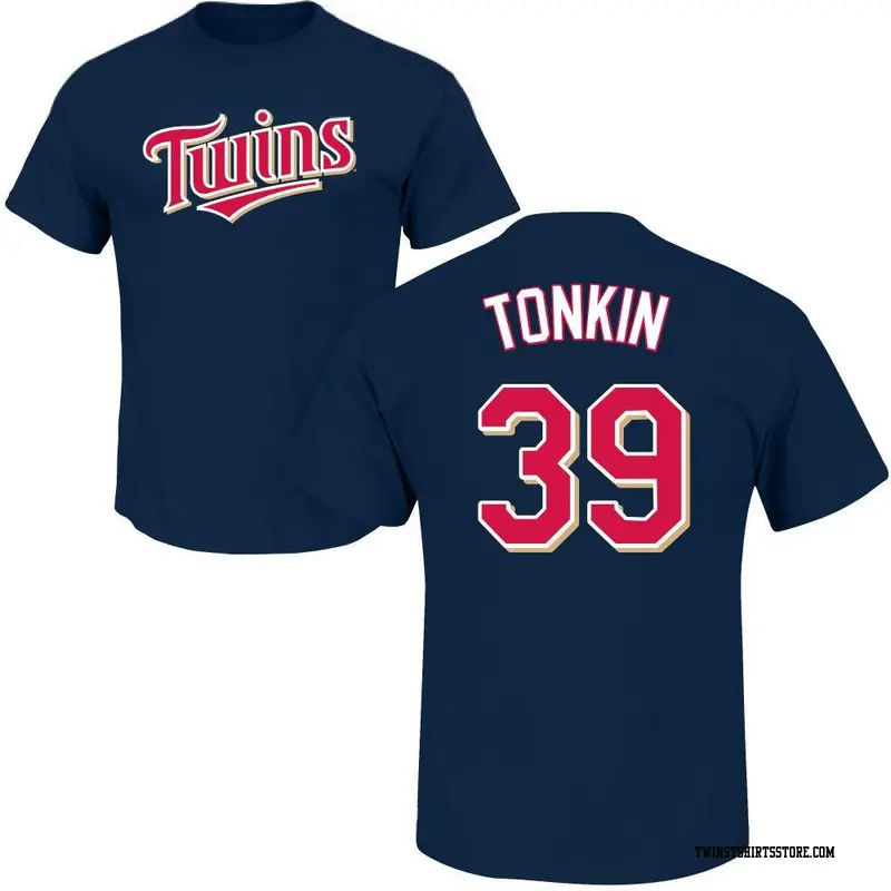 Youth Minnesota Twins ＃39 Michael Tonkin Navy Roster Name & Number T-Shirt