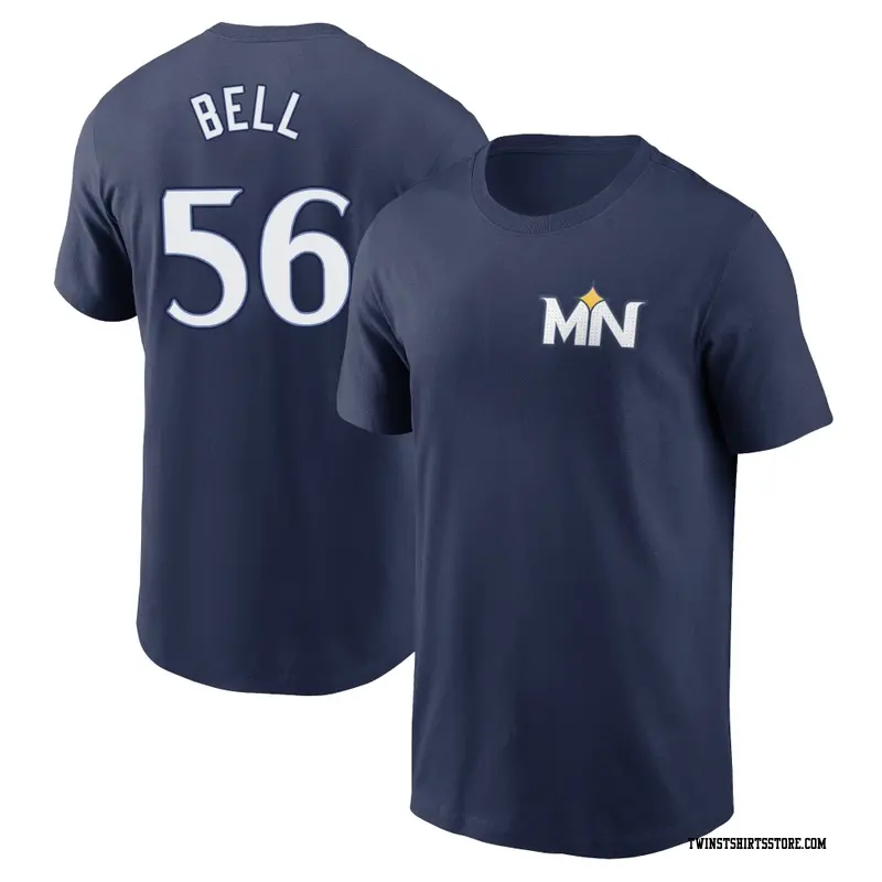 Youth Minnesota Twins ＃56 Josh Bell Navy 2024 City Connect Fuse Name & Number T-Shirt