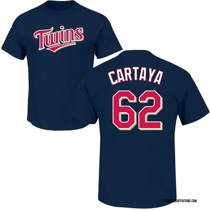 Youth Minnesota Twins ＃62 Diego Cartaya Navy Roster Name & Number T-Shirt
