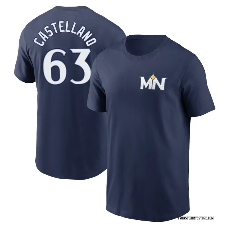 Youth Minnesota Twins ＃63 Eiberson Castellano Navy 2024 City Connect Fuse Name & Number T-Shirt