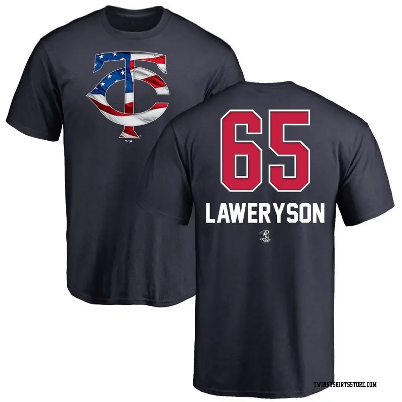 Youth Minnesota Twins ＃65 Cody Laweryson Navy Name and Number Banner Wave T-Shirt