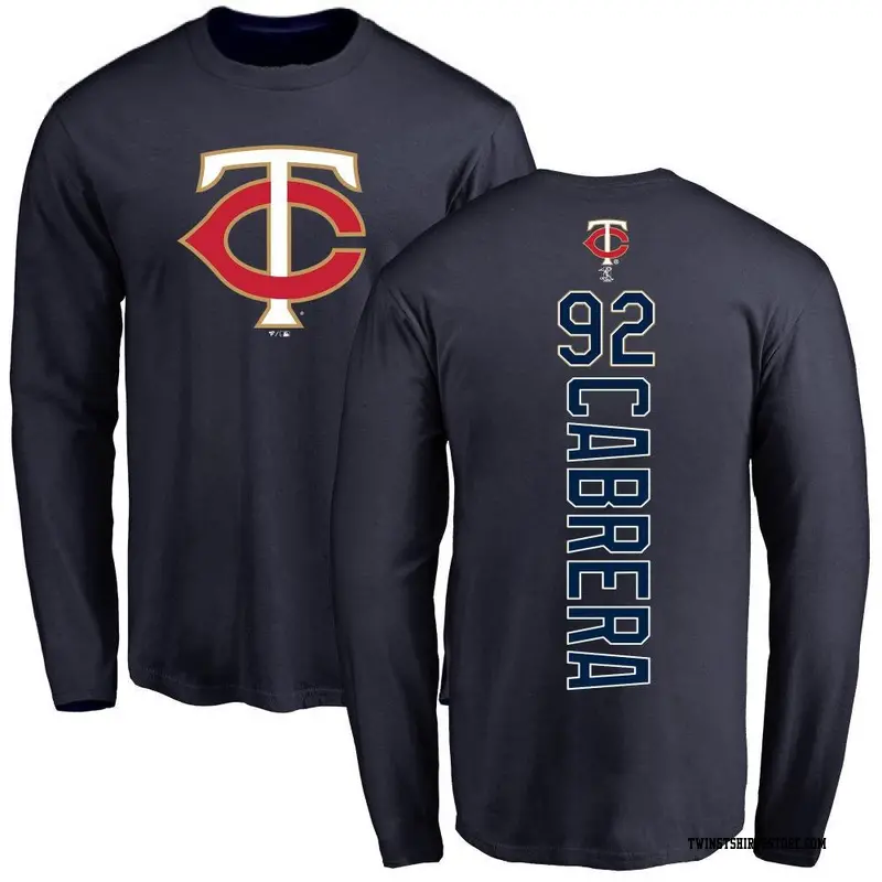 Youth Minnesota Twins ＃92 Genesis Cabrera Navy Backer Long Sleeve T-Shirt